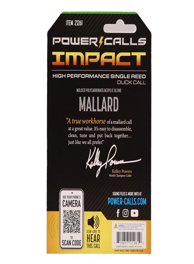 Power Calls Mallard Duck Call | Impact | Durable & Powerful Single Reed Molded Call for Competition, Waterfowl Hunting, Field Use & Outdoor Adventures | OD Green - Image 3